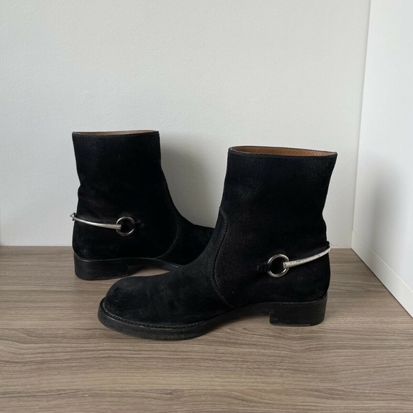 Gucci 354003 Black Suede Leather Ankle Boots Size 38 / 8US 100% AUTHENTIC - Picture 6 of 12